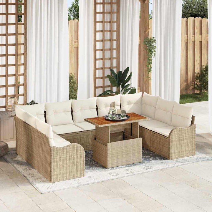 Havesofa Sæt 10 pcs beige og cremefarvet 100 x 55 x 73 cm