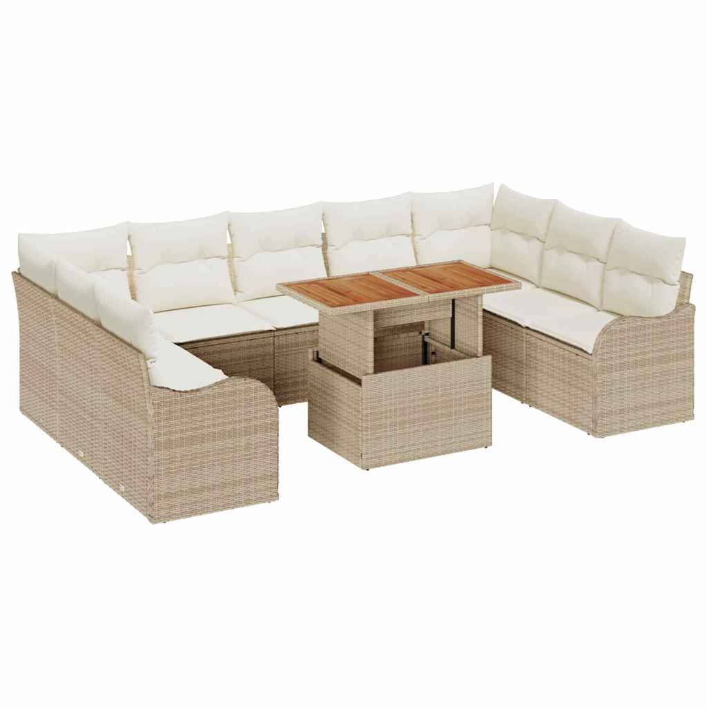 Havesofa Sæt 10 pcs beige og cremefarvet 100 x 55 x 73 cm