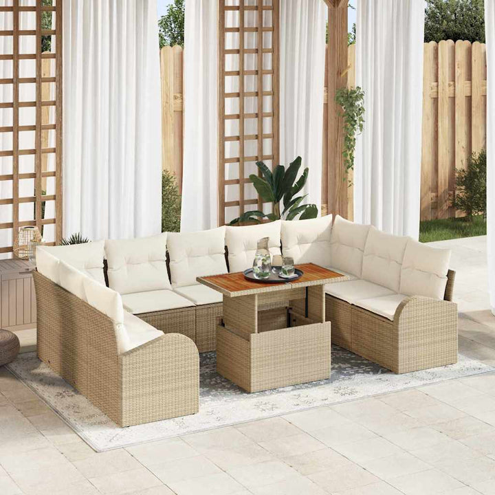 Havesofa Sæt 10 pcs beige og cremefarvet 100 x 55 x 73 cm