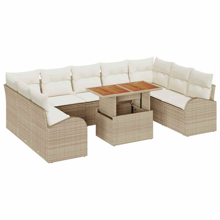 Havesofa Sæt 10 pcs beige og cremefarvet 100 x 55 x 73 cm