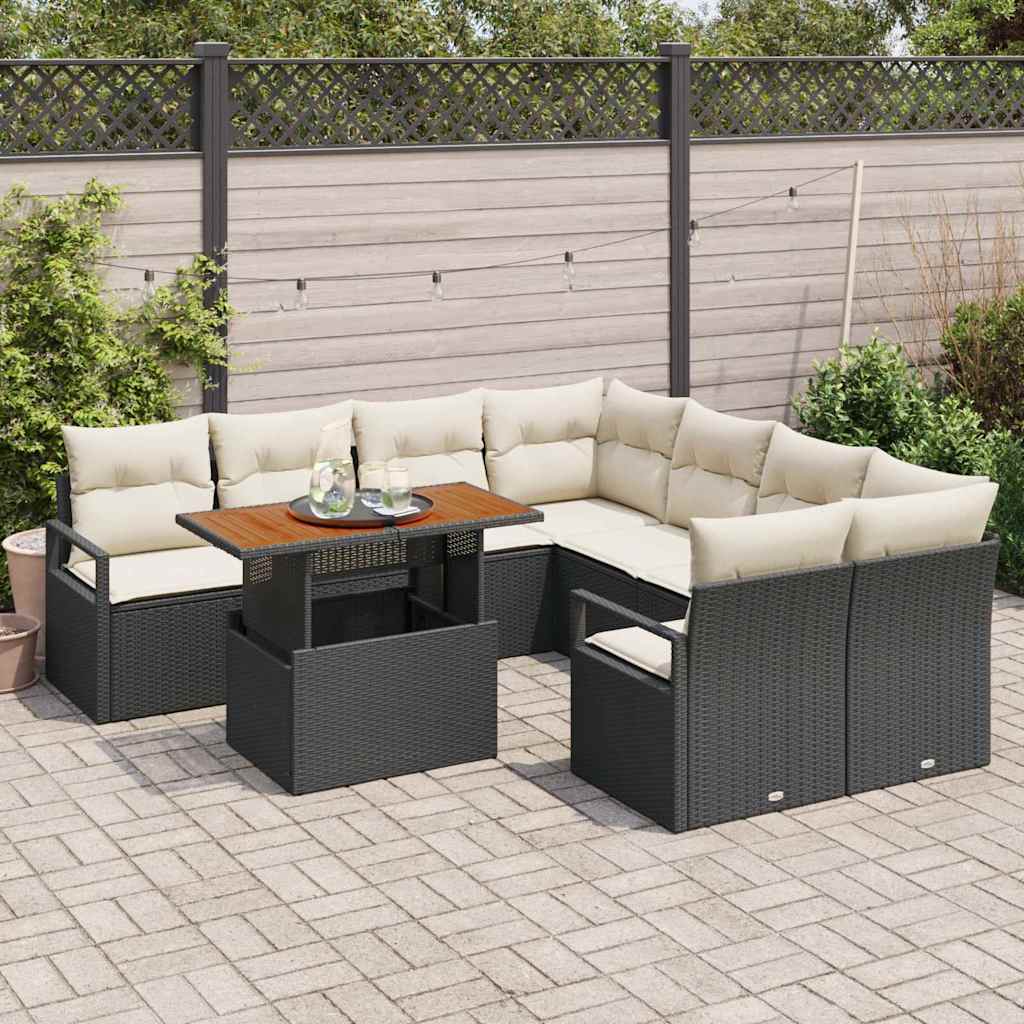 Have Spisebordssæt 9 pcs Sort og Cream 100 x 55 x 73 cm