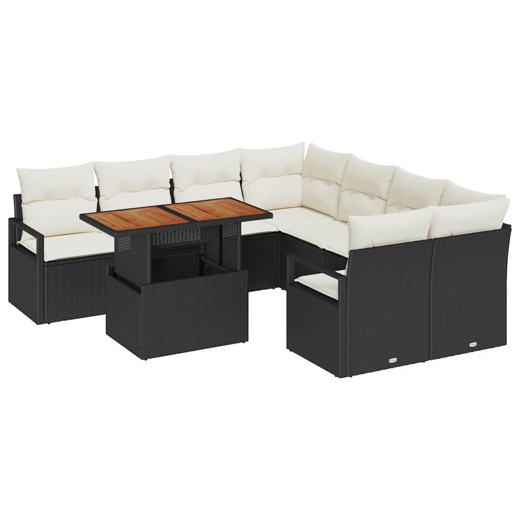 Have Spisebordssæt 9 pcs Sort og Cream 100 x 55 x 73 cm
