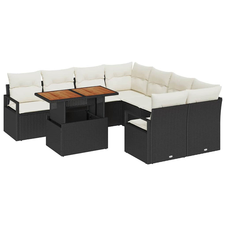 Have Spisebordssæt 9 pcs Sort og Cream 100 x 55 x 73 cm