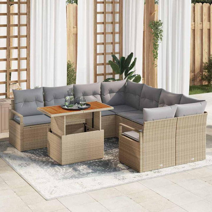Have Spisebordssæt med pude 9 pcs Beige og grå 100 x 55 x 73 cm