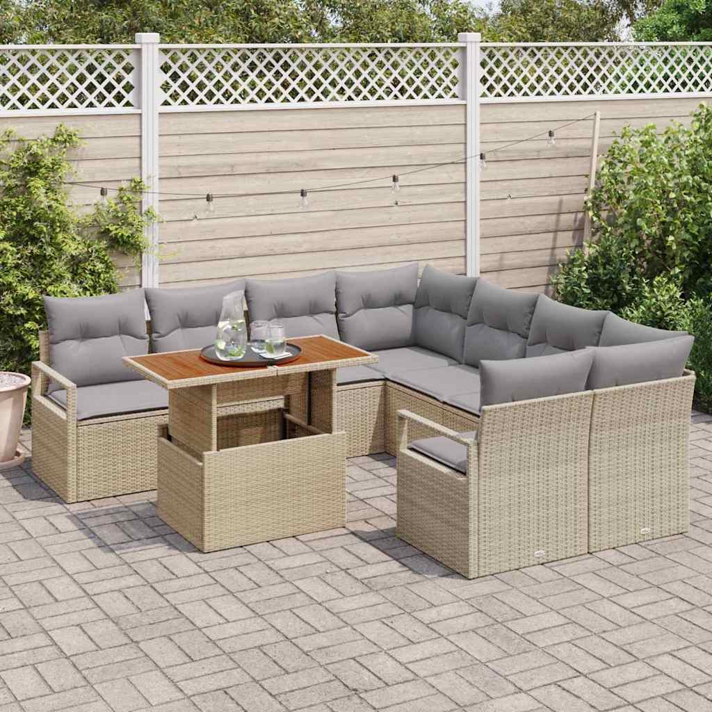 Have Spisebordssæt med pude 9 pcs Beige og grå 100 x 55 x 73 cm