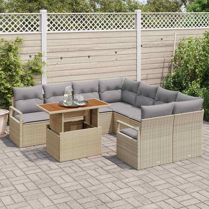 Have Spisebordssæt med pude 9 pcs Beige og grå 100 x 55 x 73 cm