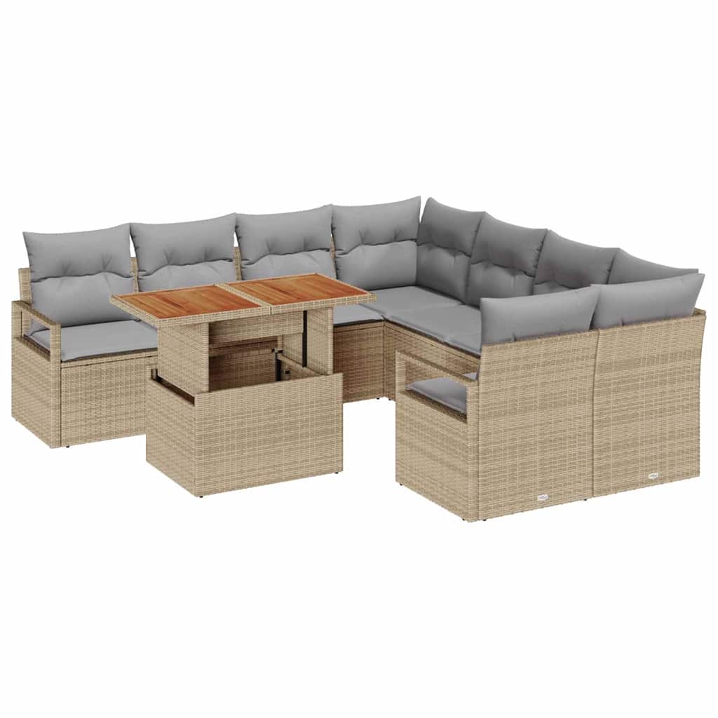 Have Spisebordssæt med pude 9 pcs Beige og grå 100 x 55 x 73 cm