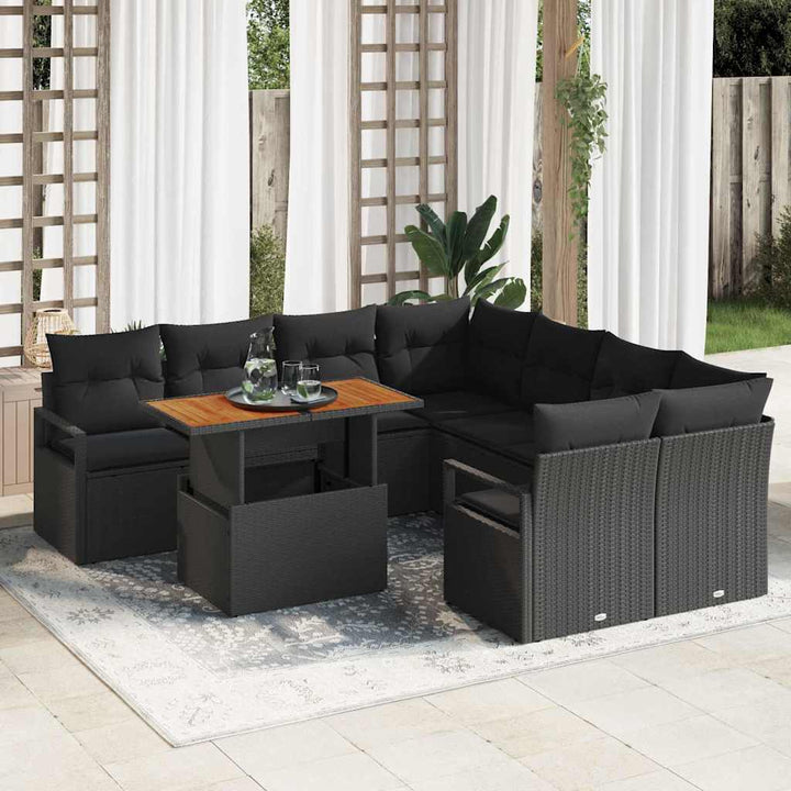 Have Spisebordssæt 9 pcs Sort og Brunt 100 x 55 x 73 cm