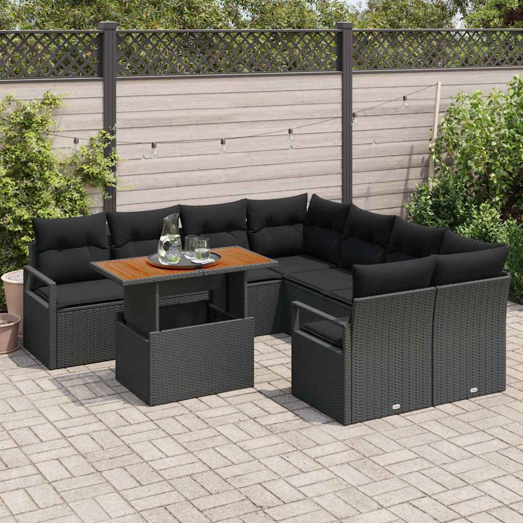 Have Spisebordssæt 9 pcs Sort og Brunt 100 x 55 x 73 cm