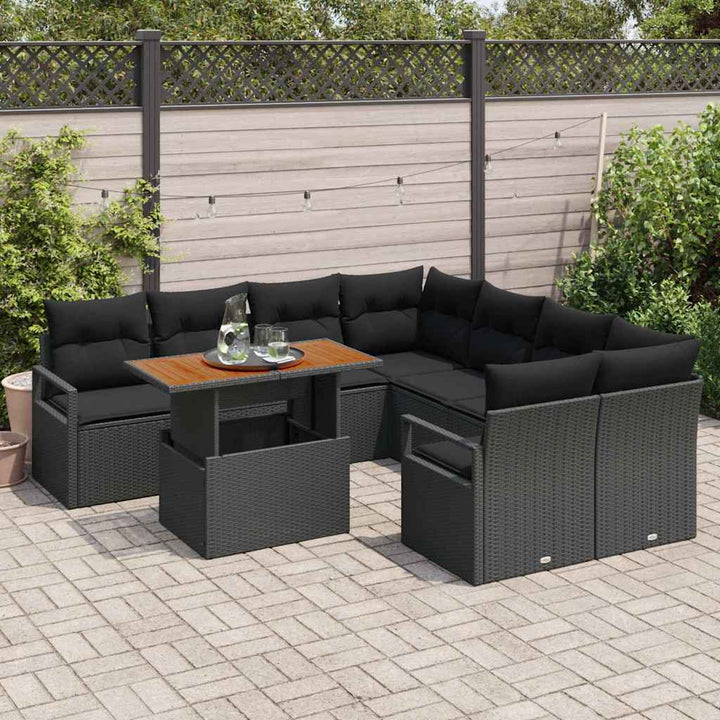 Have Spisebordssæt 9 pcs Sort og Brunt 100 x 55 x 73 cm