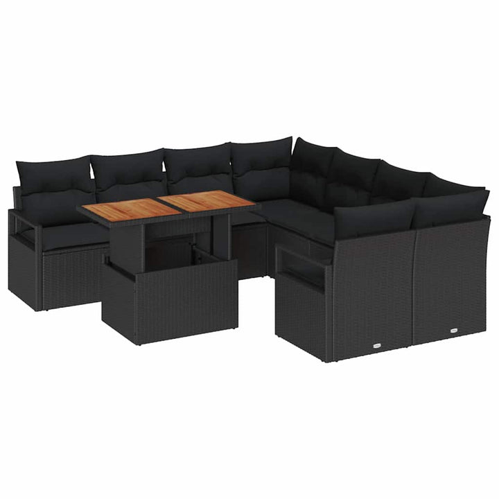 Have Spisebordssæt 9 pcs Sort og Brunt 100 x 55 x 73 cm
