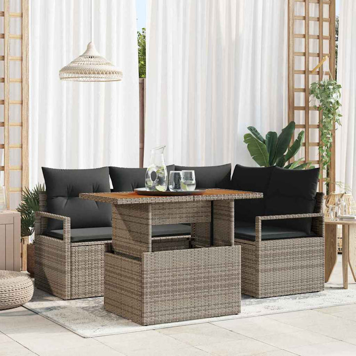 Have Spisebordssæt med pude 5 pcs Grå og Brun 100 x 55 x 73 cm