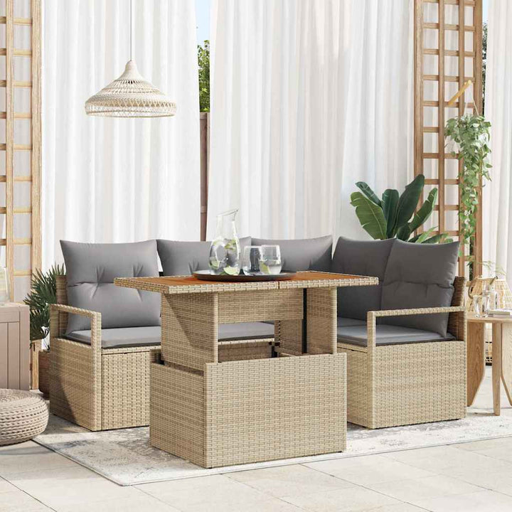 Have Spisebordssæt med pude 5 pcs Beige og grå 100 x 55 x 73 cm