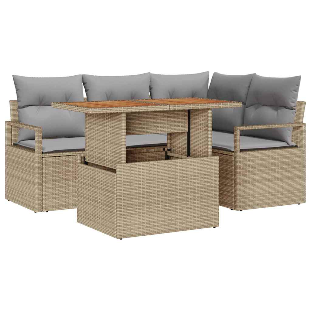 Have Spisebordssæt med pude 5 pcs Beige og grå 100 x 55 x 73 cm