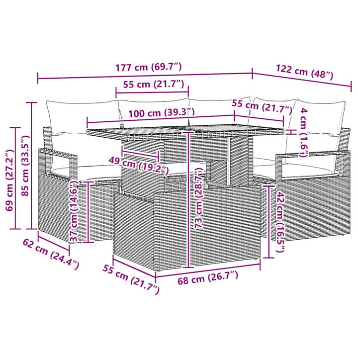 Have Spisebordssæt 5 pcs Beige og creme 100 x 55 x 73 cm