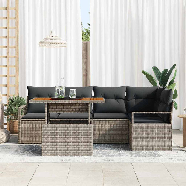 Have Spisebordssæt med pude 6 pcs Grå og Brun 100 x 55 x 73 cm