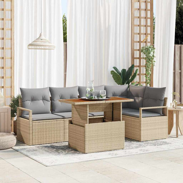 Have Spisebordssæt med pude 6 pcs Beige og grå 100 x 55 x 73 cm