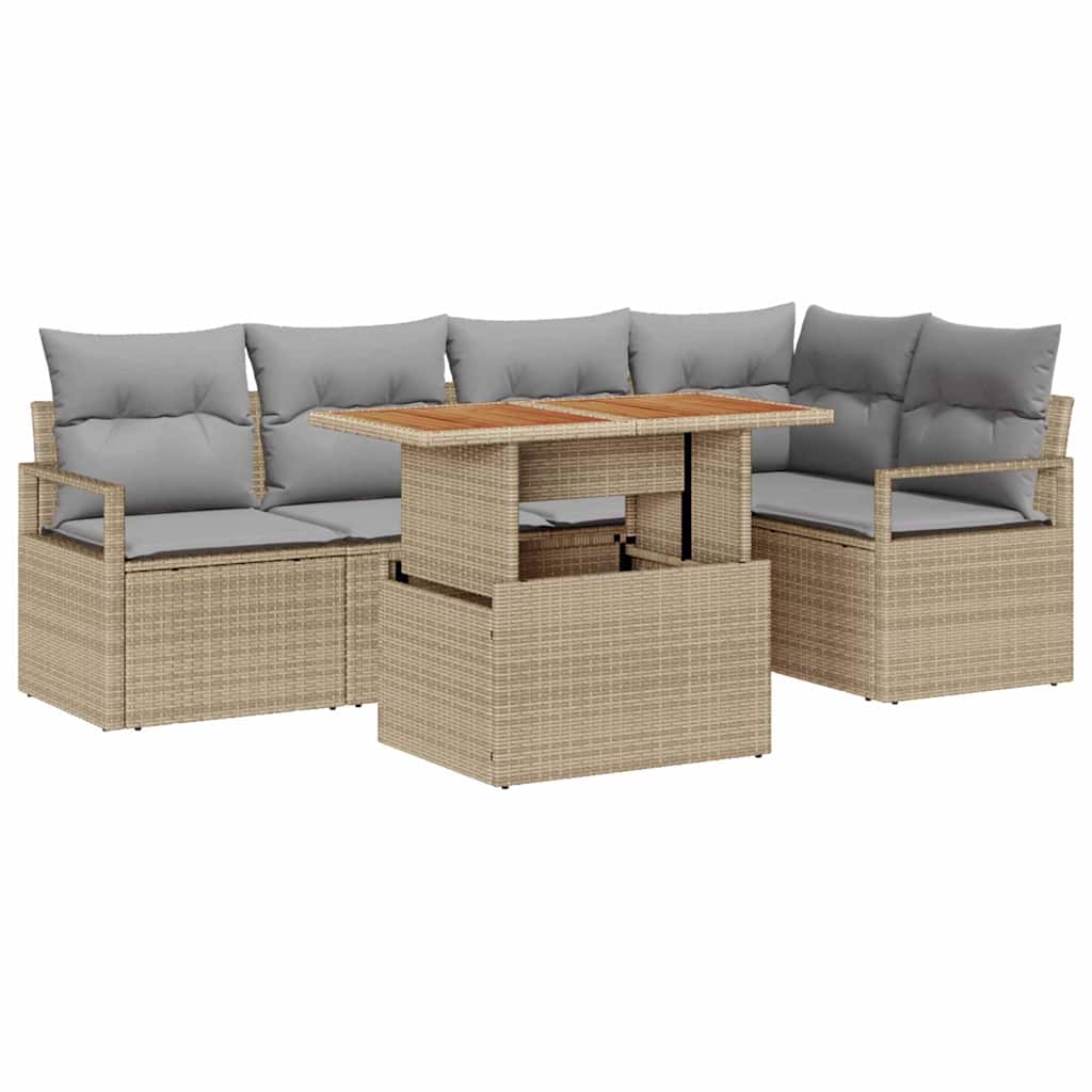 Have Spisebordssæt med pude 6 pcs Beige og grå 100 x 55 x 73 cm