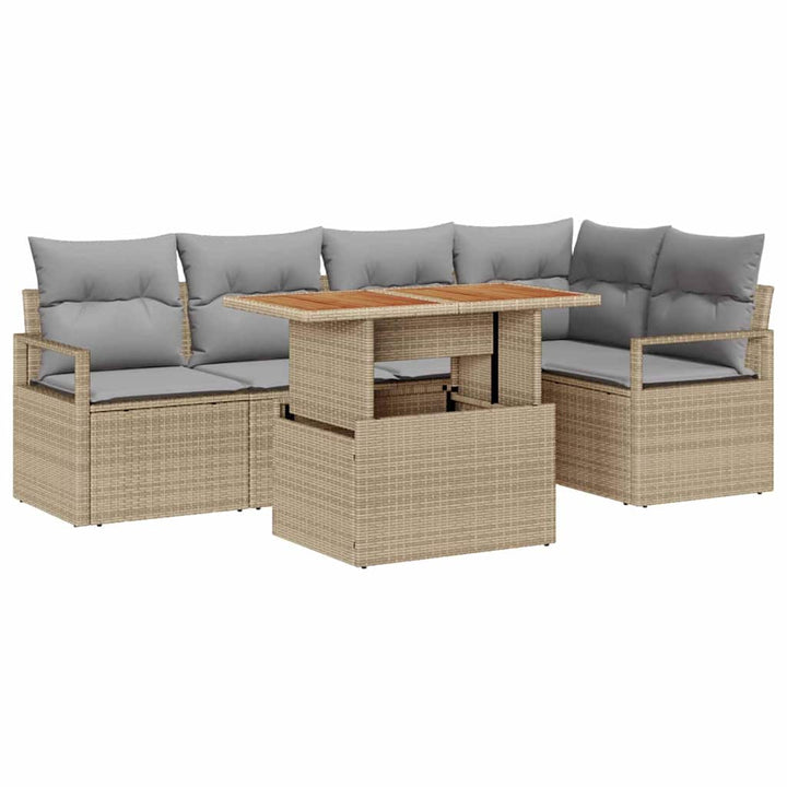 Have Spisebordssæt med pude 6 pcs Beige og grå 100 x 55 x 73 cm
