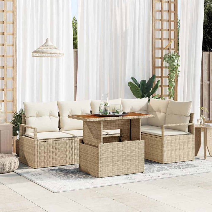 Have Spisebordssæt 6 pcs Beige og creme 100 x 55 x 73 cm