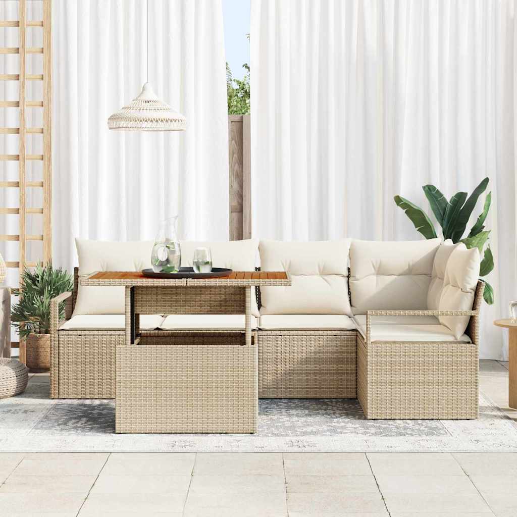Have Spisebordssæt 6 pcs Beige og creme 100 x 55 x 73 cm