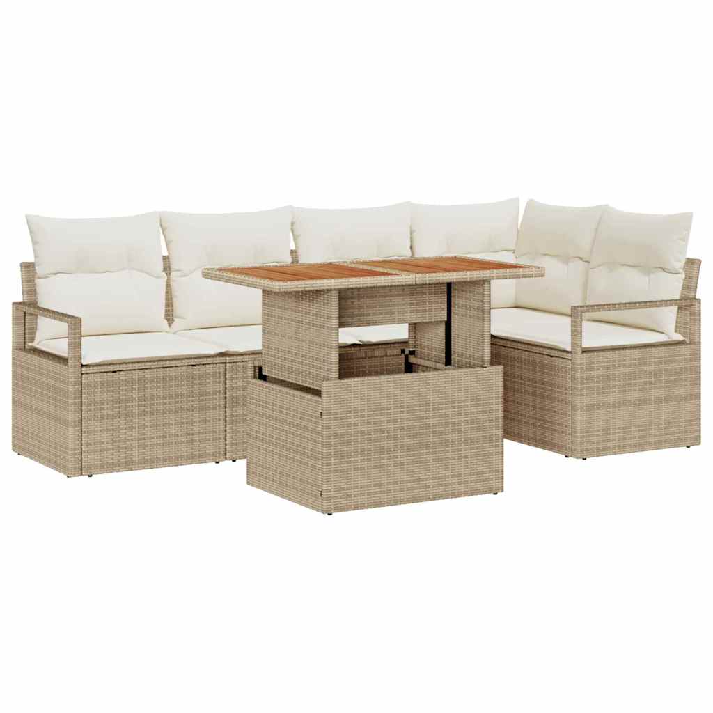Have Spisebordssæt 6 pcs Beige og creme 100 x 55 x 73 cm