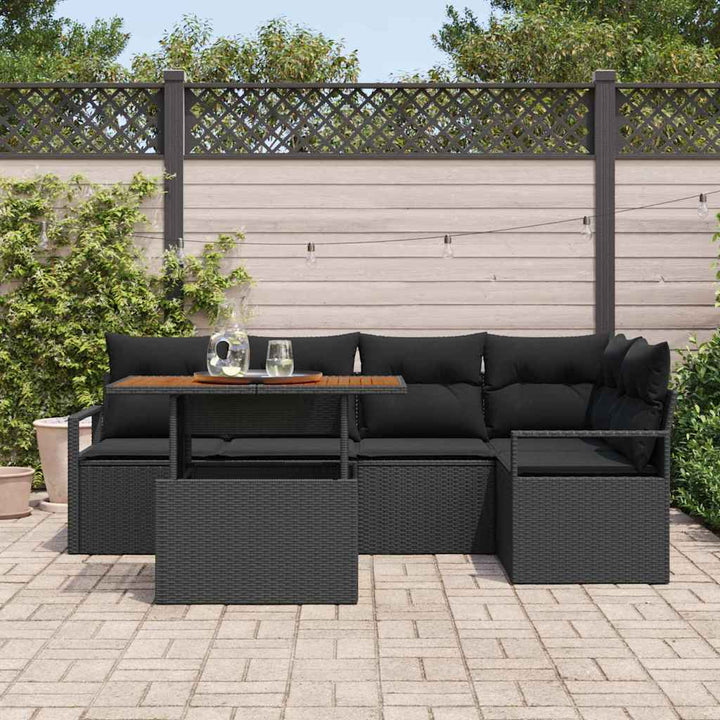 Have Spisebordssæt 6 pcs Sort og Brunt 100 x 55 x 73 cm
