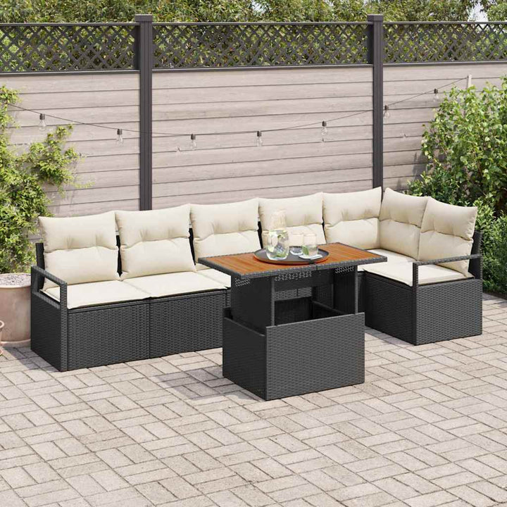 Have Spisebordssæt 7 pcs Sort og Cream 100 x 55 x 73 cm