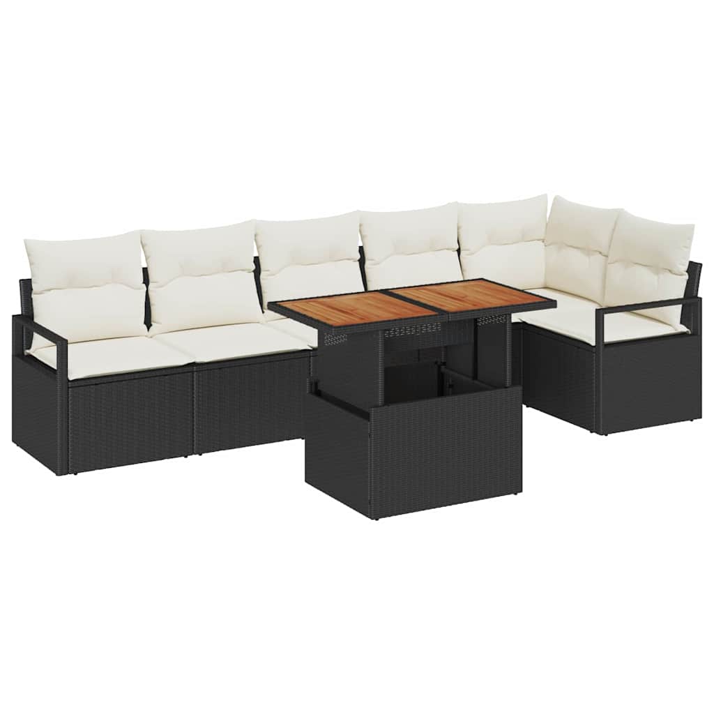 Have Spisebordssæt 7 pcs Sort og Cream 100 x 55 x 73 cm