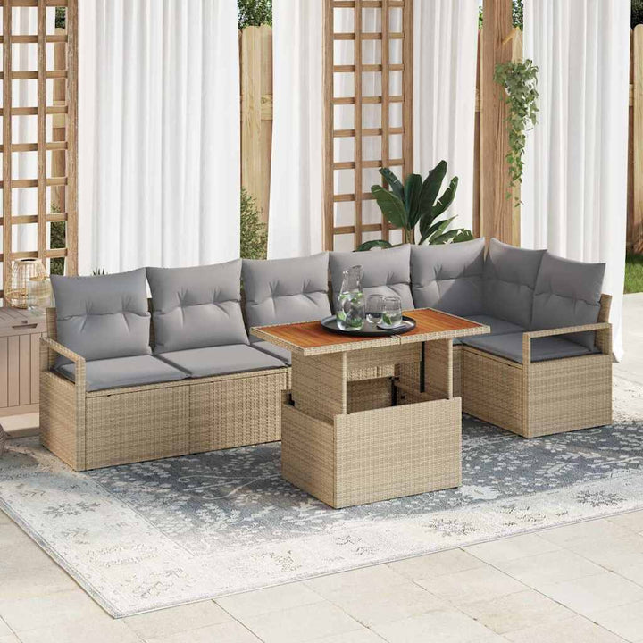 Have Spisebordssæt med pude 7 pcs Beige og grå 100 x 55 x 73 cm