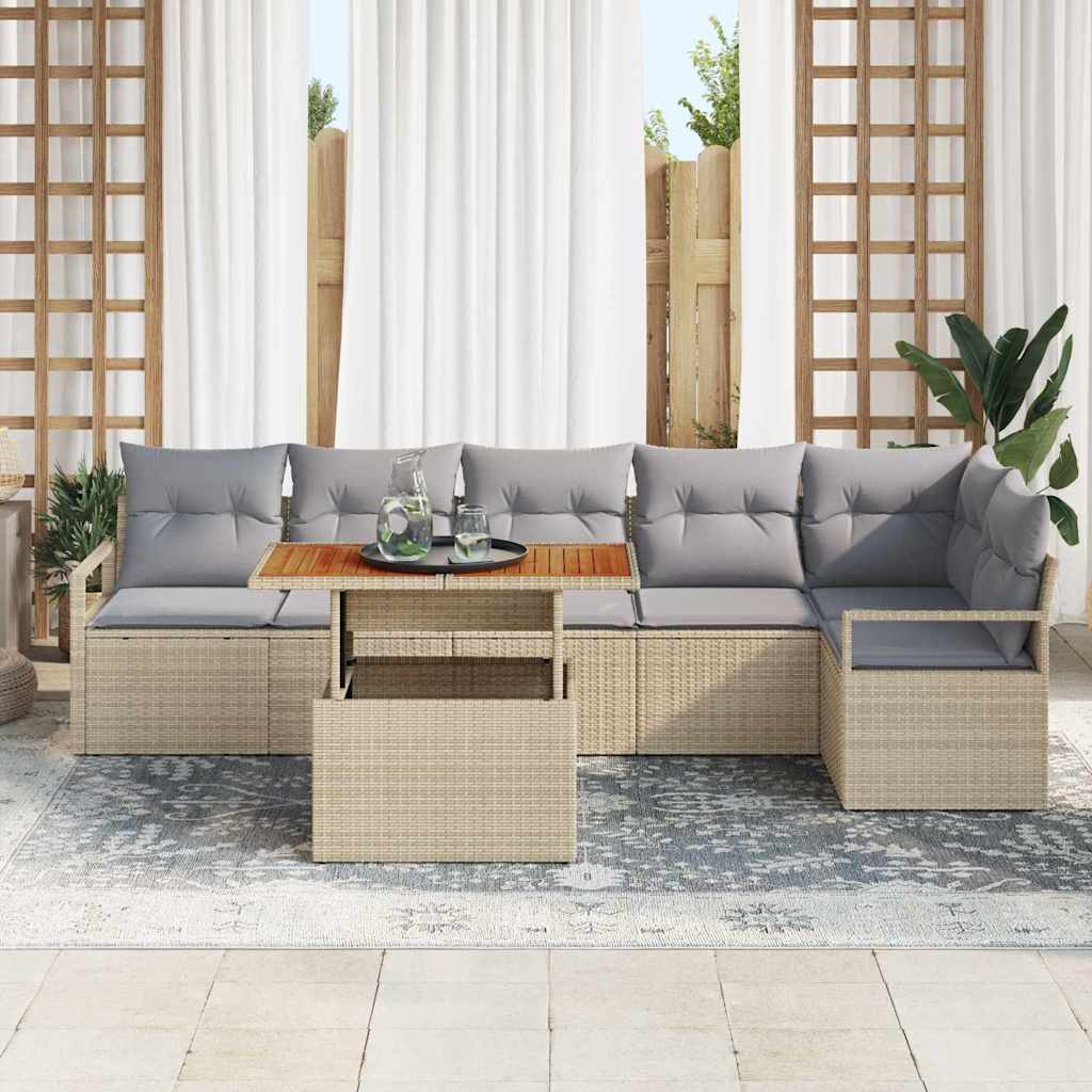 Have Spisebordssæt med pude 7 pcs Beige og grå 100 x 55 x 73 cm