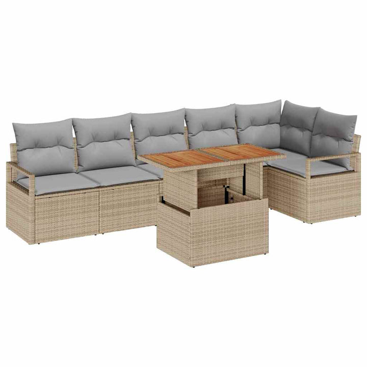 Have Spisebordssæt med pude 7 pcs Beige og grå 100 x 55 x 73 cm