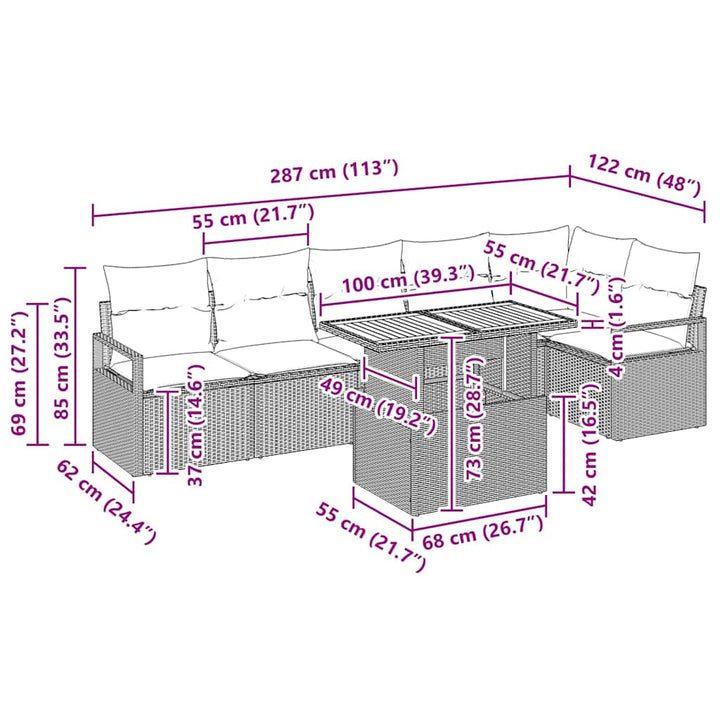 Have Spisebordssæt 7 pcs Beige og creme 100 x 55 x 73 cm