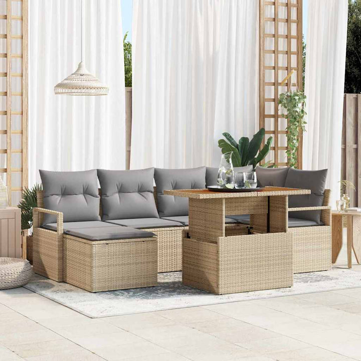 Have Spisebordssæt med pude 7 pcs Beige og grå