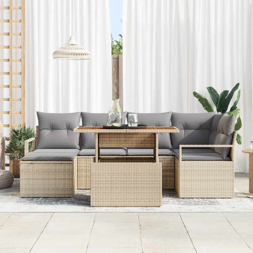 Have Spisebordssæt med pude 7 pcs Beige og grå