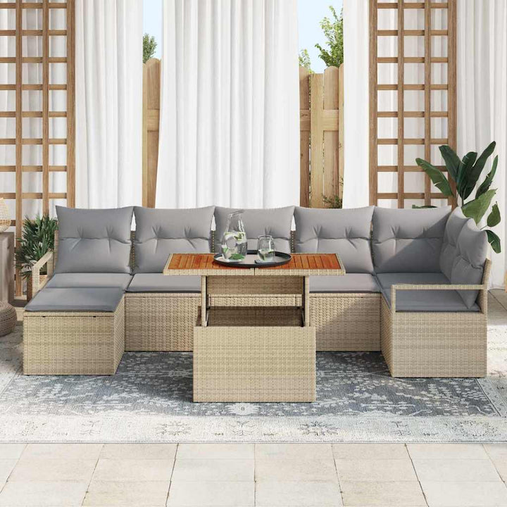 Have Spisebordssæt med pude 8 pcs Beige og grå