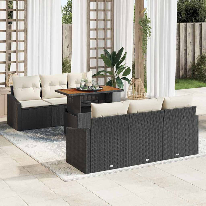 Havesofa Sæt med pude med pude 7 pcs Sort og Cream