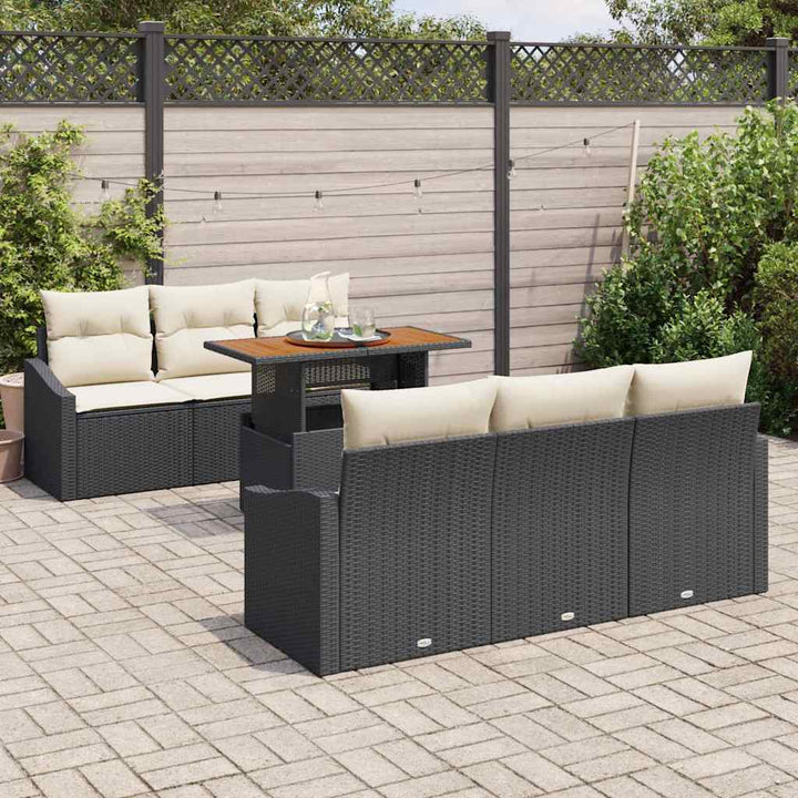 Havesofa Sæt med pude med pude 7 pcs Sort og Cream