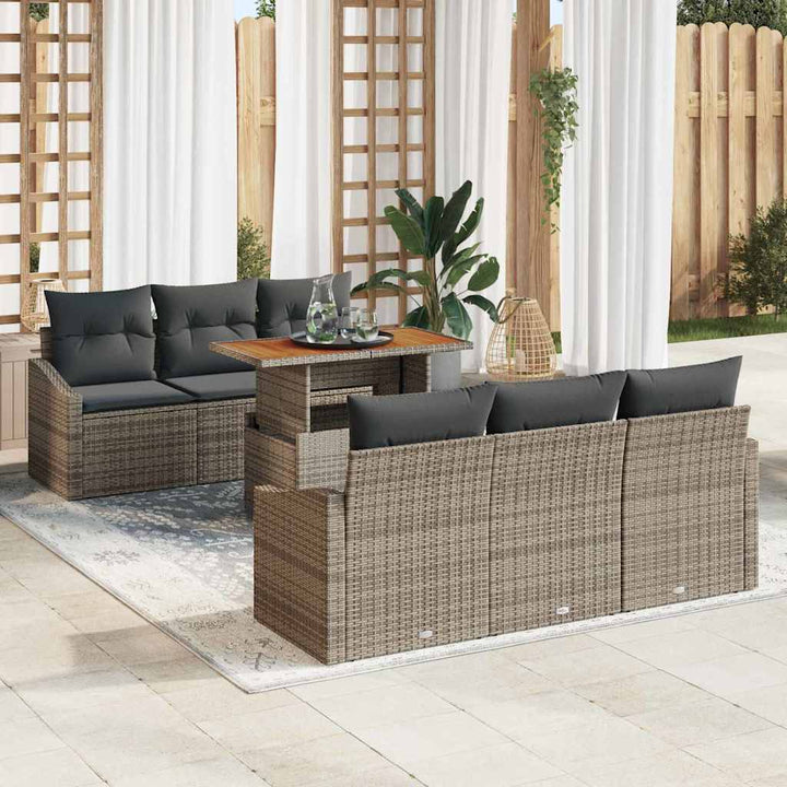 Havesofa Sæt med pude med pude 7 pcs Grå og Brun