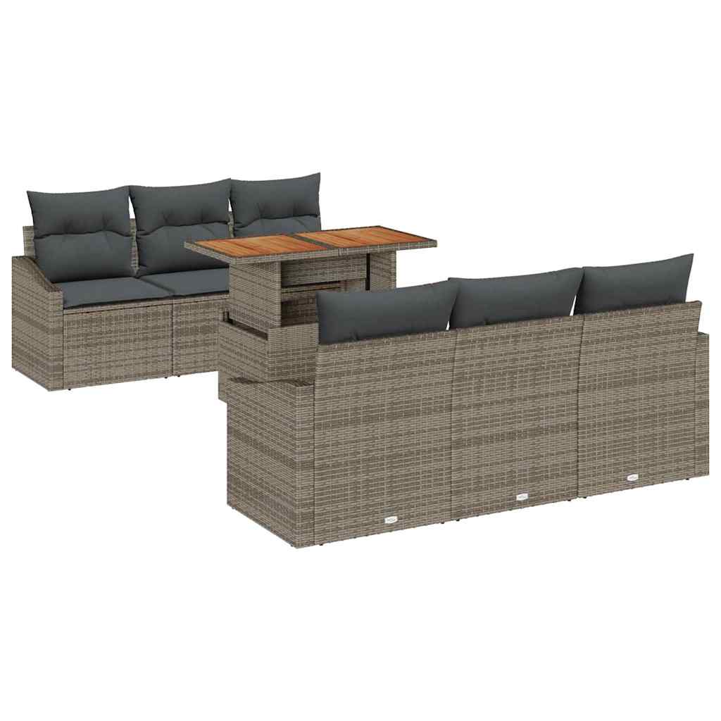 Havesofa Sæt med pude med pude 7 pcs Grå og Brun