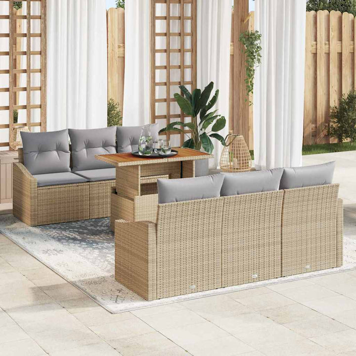 Havesofa Sæt med pude med pude 7 pcs Beige og grå