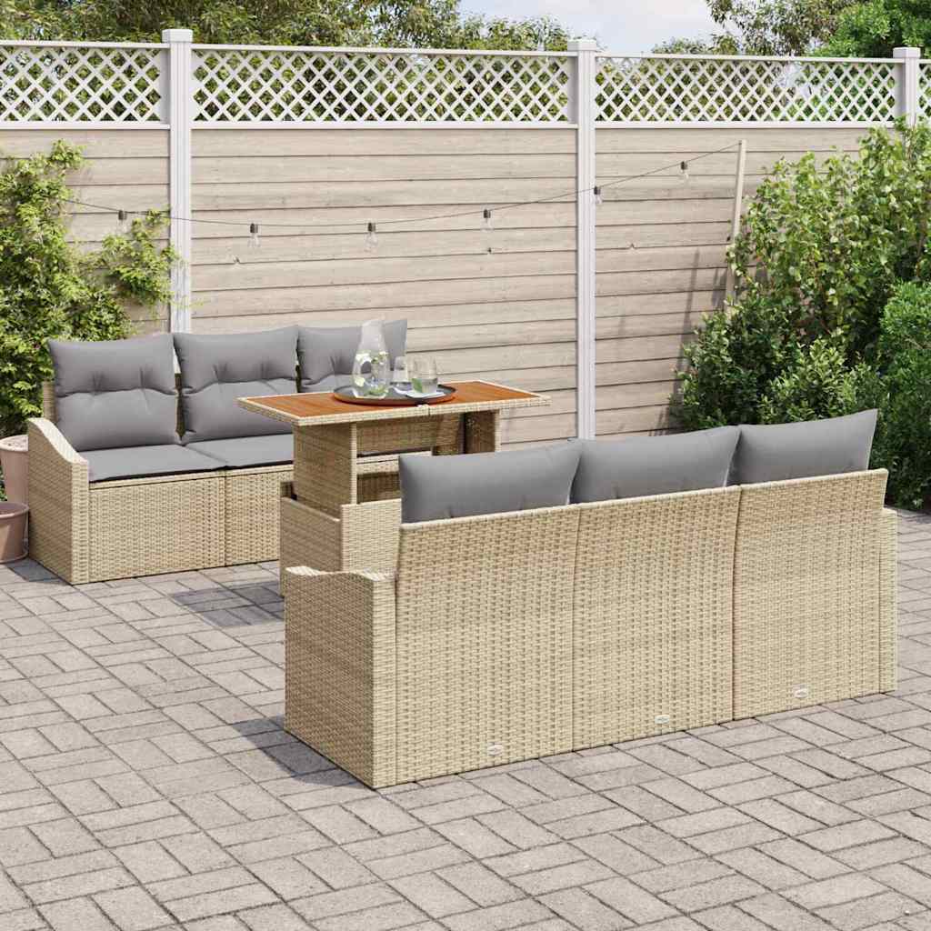 Havesofa Sæt med pude med pude 7 pcs Beige og grå