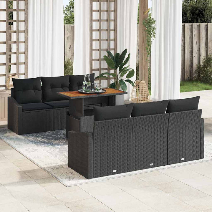 Havesofa Sæt med pude med pude 7 pcs Sort og Brunt