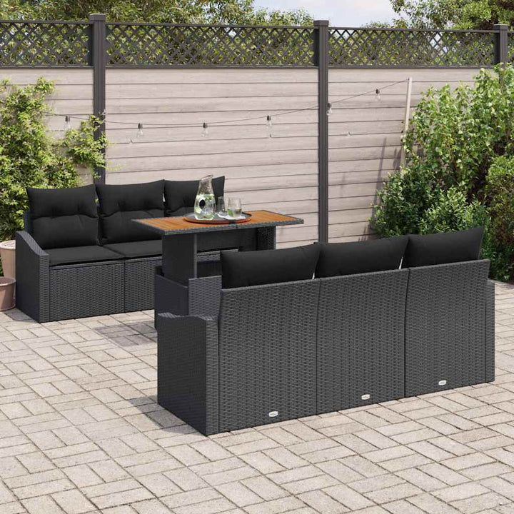 Havesofa Sæt med pude med pude 7 pcs Sort og Brunt