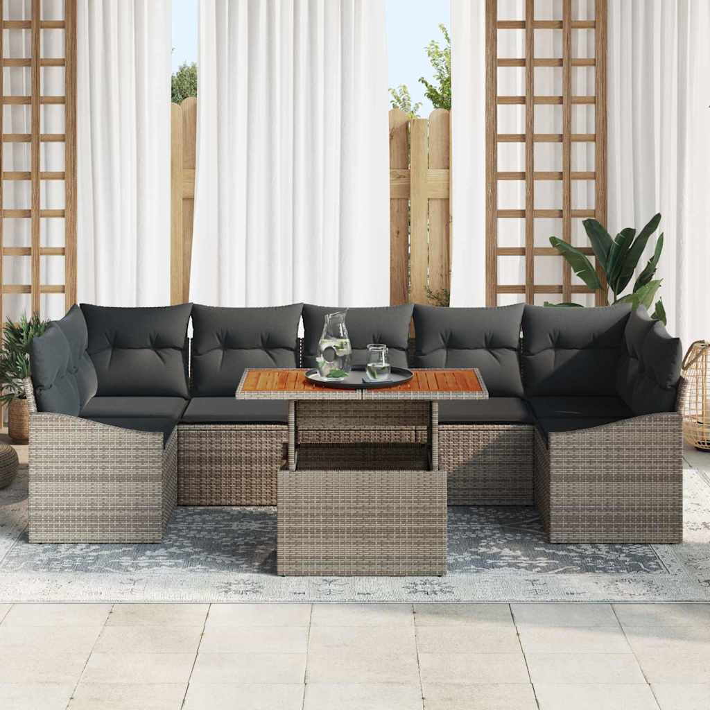 Have Spisebordssæt med pude 8 pcs Grå og Brun 100 x 55 x 73 cm