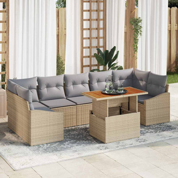 Have Spisebordssæt med pude 8 pcs Beige og grå 100 x 55 x 73 cm