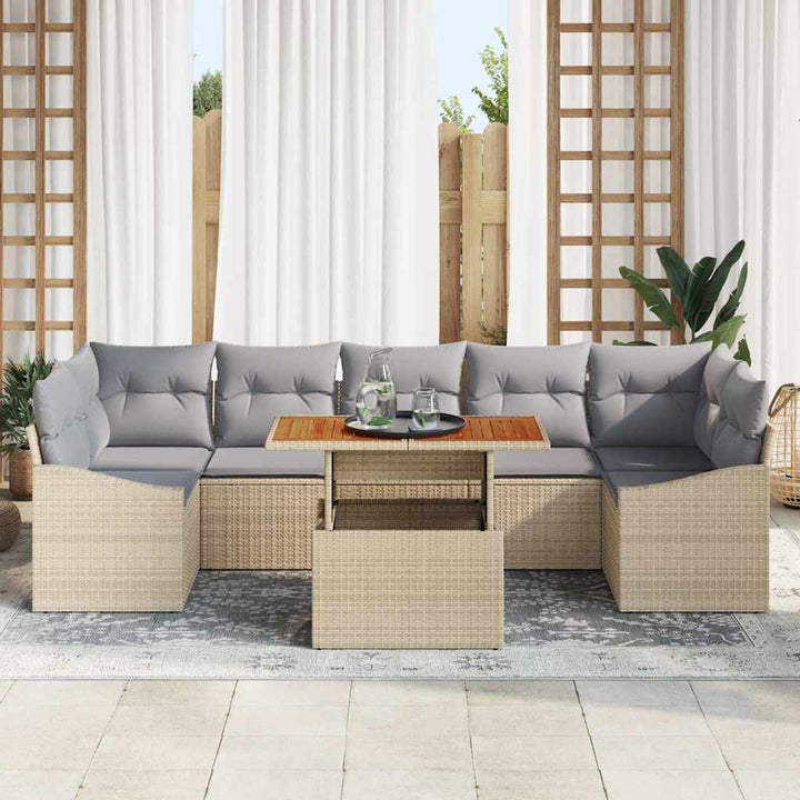 Have Spisebordssæt med pude 8 pcs Beige og grå 100 x 55 x 73 cm