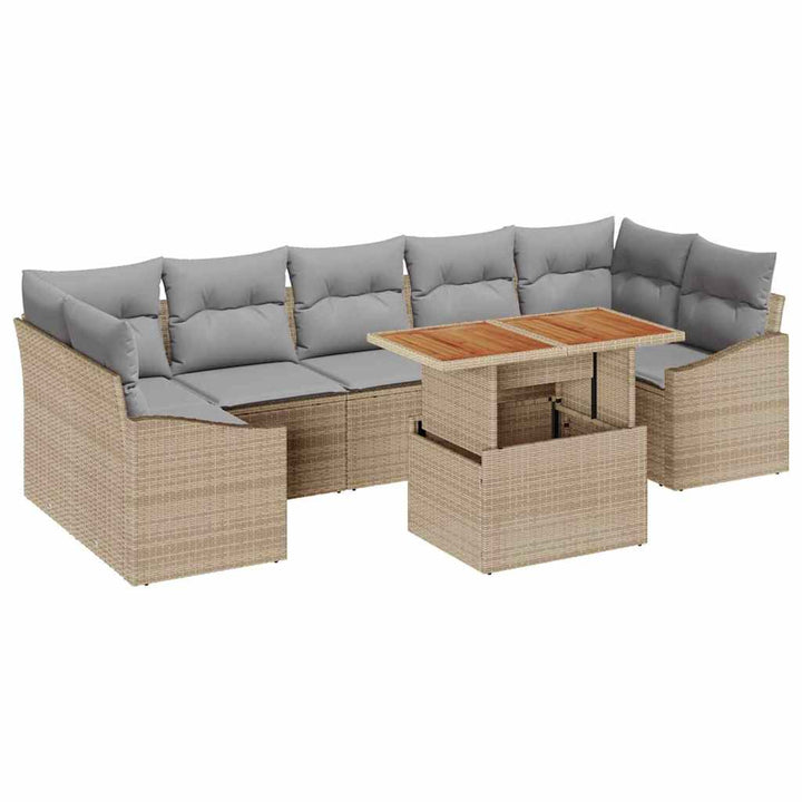 Have Spisebordssæt med pude 8 pcs Beige og grå 100 x 55 x 73 cm