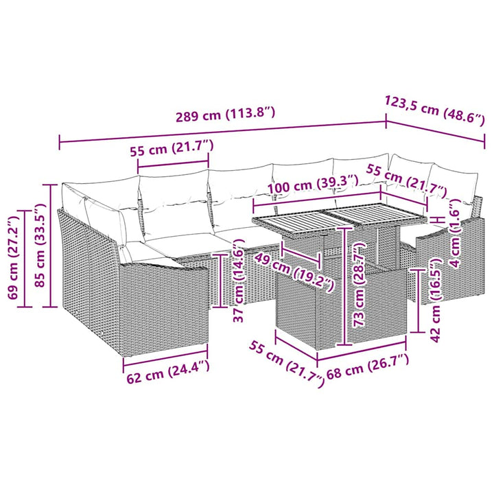 Have Spisebordssæt 8 pcs Beige og creme 100 x 55 x 73 cm
