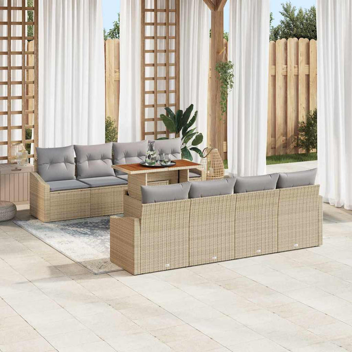 Have Spisebordssæt med pude 9 pcs Beige og grå 100 x 55 x 73 cm